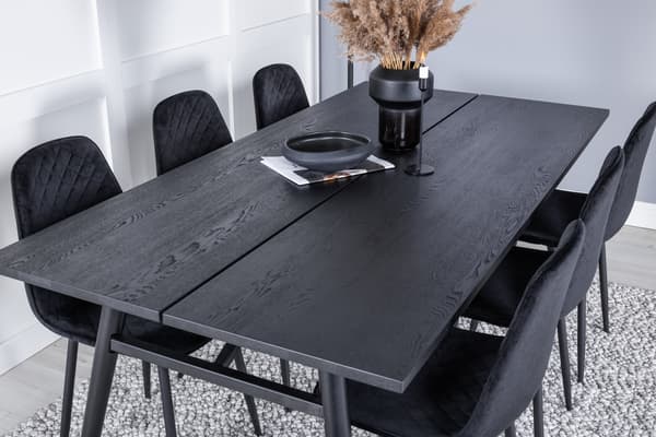 Spisebord og stole sæt 195x95 cm sort