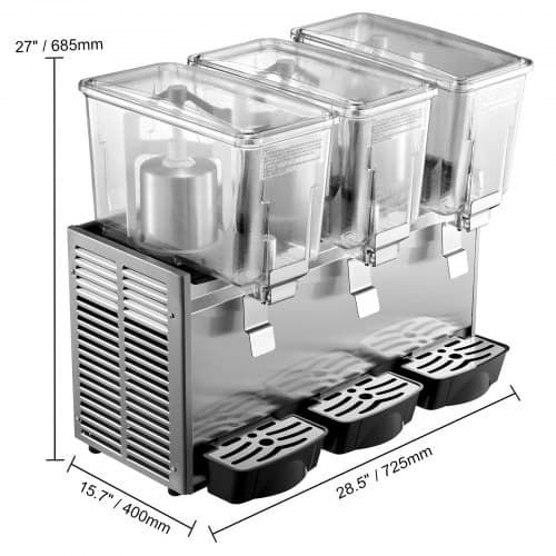 Koldtdriksdispenser, 3 tanke 36,3 L 72,5x40x68,5 cm, Sort, Rustfrit stål