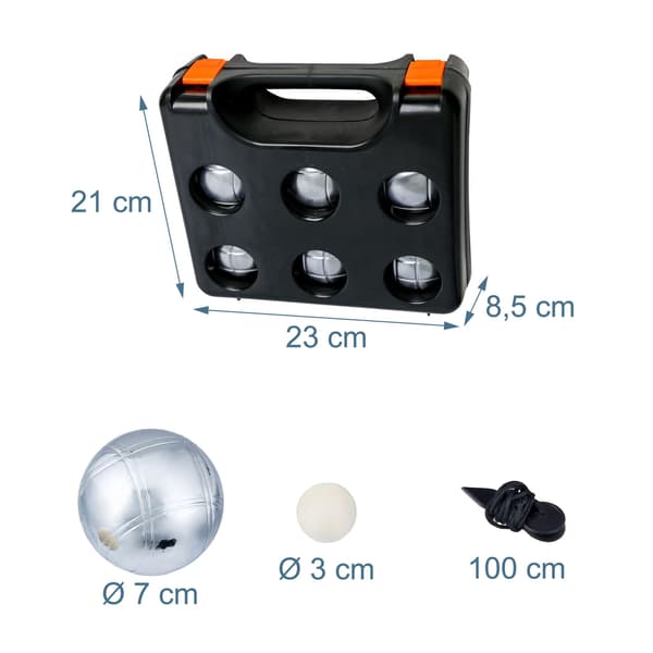 Boules sæt, 6 dele, 7 cm, sort, sølv, plast, jern, Kodustaar