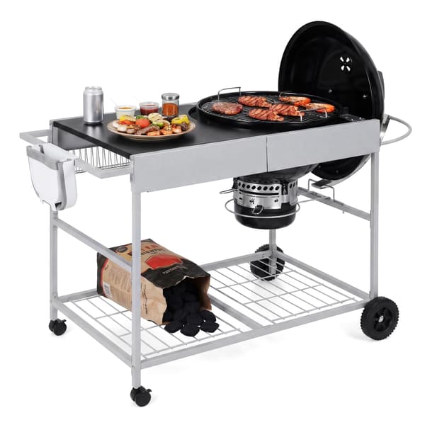 Grillbord til 18-22 tommer kedel 141x62x80 cm sølv/sort