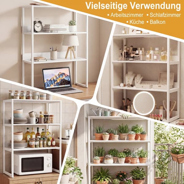 Bogreol 3 niveauer 64x33x90,5 cm hvid