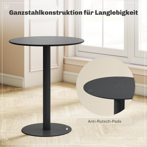 Spisebord, rundt køkkenbord, 60x72 cm, sort