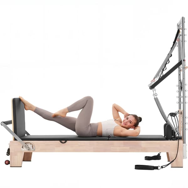 Pilates Reformer, 243x73x199 cm, Trä, Styrketräningsutrustning