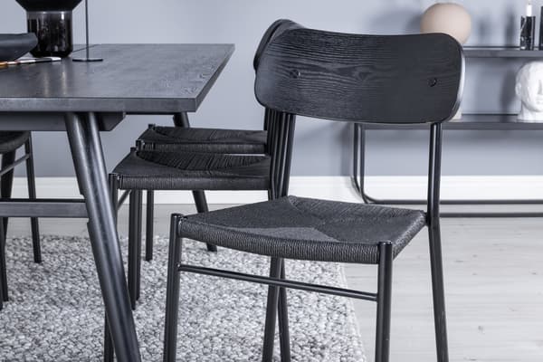 Spisebord og stol sæt 190x95 cm sort