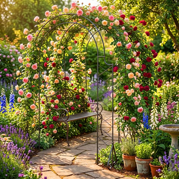 Rose Trellis 3-bågar Svart Metall, Kodustaar