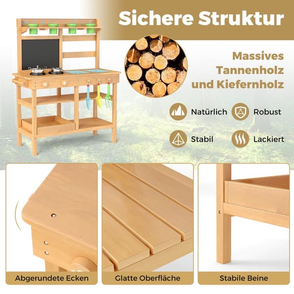 Mud Kitchen, 79x32x95 cm, Natur, Træ