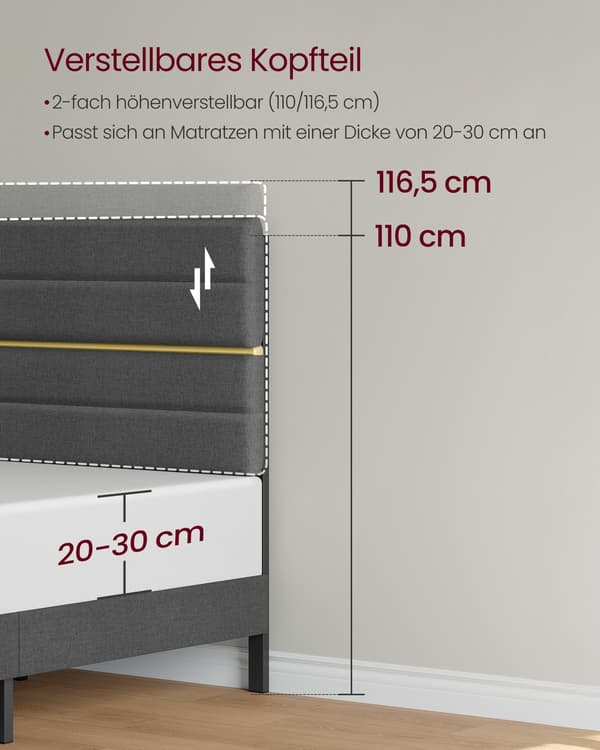 Sängram, 202x90x110 cm, Grå, Metall