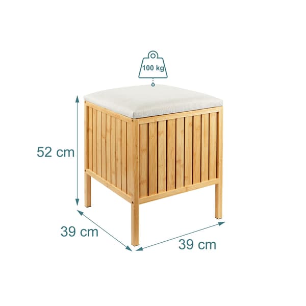 Tvättkorg med sittplats, bambu, tyg, Kodustaar