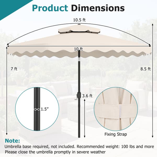Uteparasoll 305x259 cm Beige