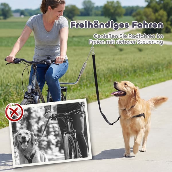 Cykelhundesnor 137x2,6 cm Sølv og Sort Rustfrit Stål og Nylon