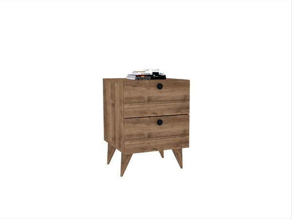 Nattbord med skuffer, 40×55 cm, brun
