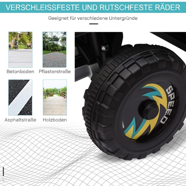 Børne Quad Elektrisk 6V, Frem- og Tilbagefunktion, Sort