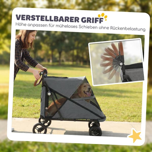 Hundeklapvogn foldbar 100x64,5x108 cm grå
