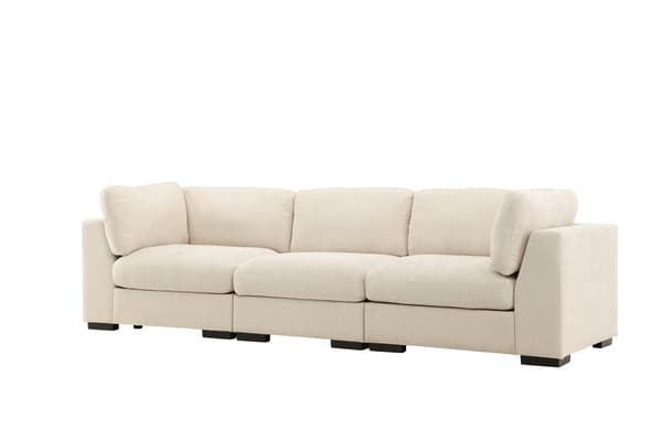 Sofa Salerno 227x67 cm Beige polyesterstof
