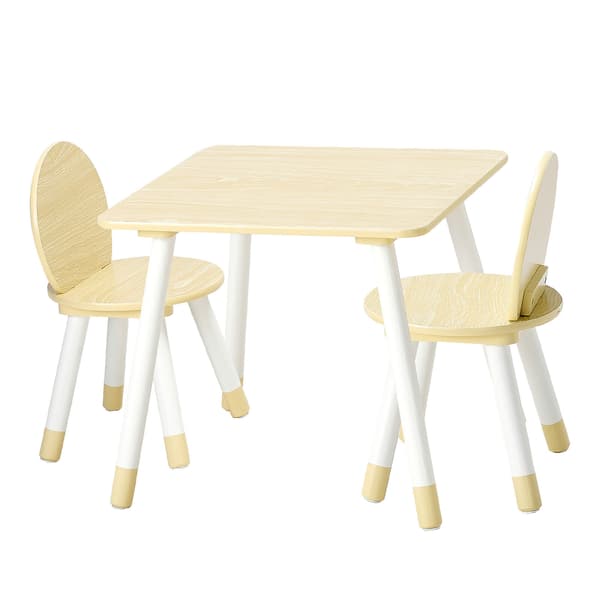 Barnbord och 2 stolar set, 50x50x43,7 cm, björk, trä
