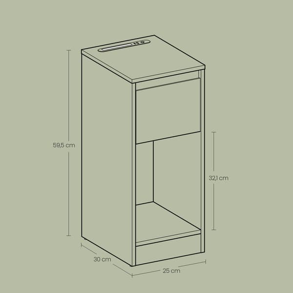 Sengebord, 30x25x59,5 cm, Sort, Træ