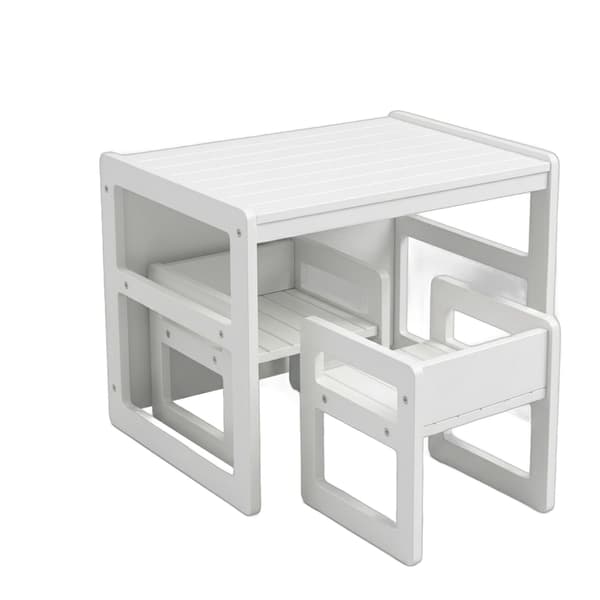 Børnebord og 2 stole, MDF, hvid, Kodustaar