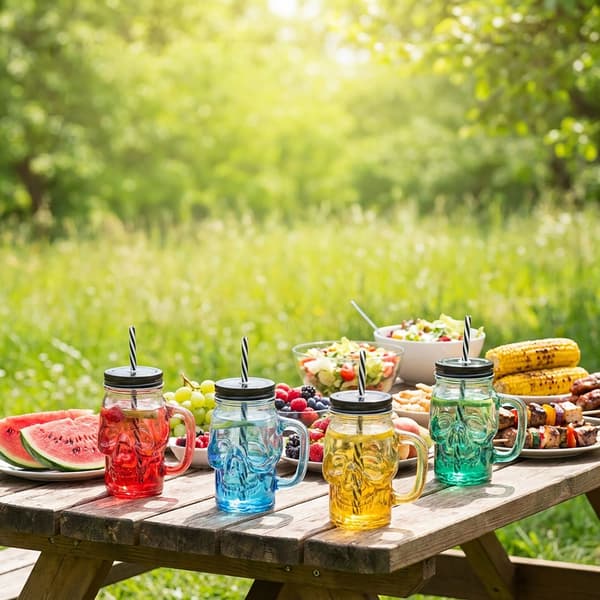 Glas-set, Set med 4 dödskalleglas med lock, Kodustaar