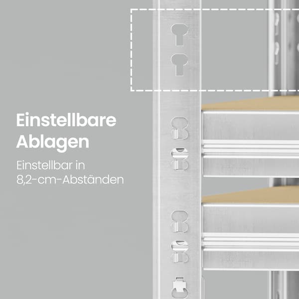 Tungt Hyllplan 50x100x200 cm Silver Stål