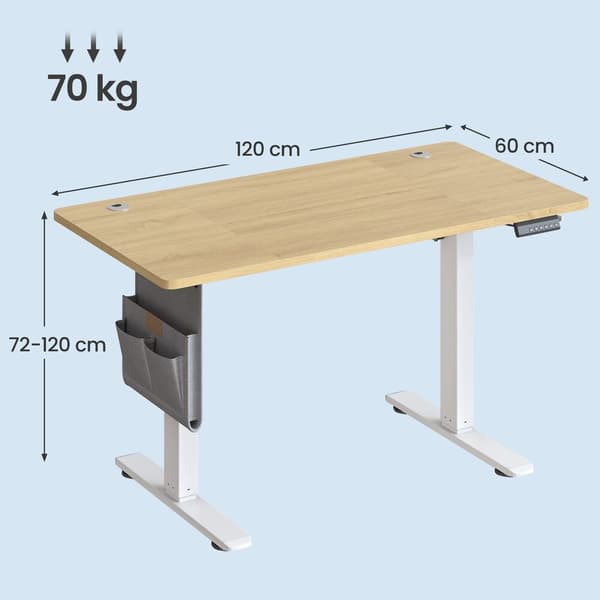 Høydejusterbart skrivebord 60x120x72-120 cm eiketre stål