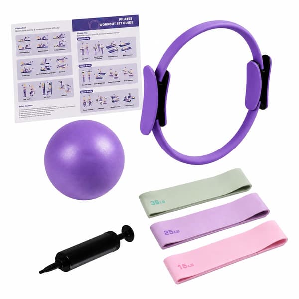 6-delars Pilatesset: ring, boll, band, Kodustaar