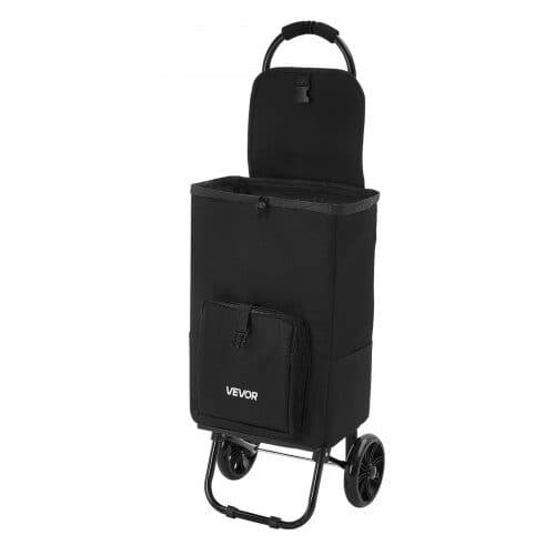 Indkøbsvogn med hjul foldbar 58x35x15.5 cm sort