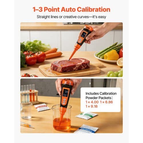 Fødevarer pH-meter PH012 44x44x220 mm orange/sort