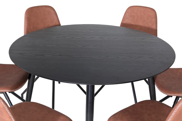 Spisebord og spisestol sæt 115 cm sort brun