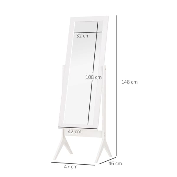 Fuld Længde Spejl 47x46x148 cm Hvid MDF