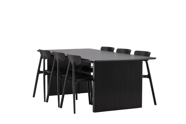 Spisebord og stol sæt Vail og Ursholmen sort MDF polypropylen