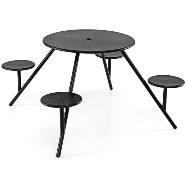 Rund picnicbord til 4 personer 167,6x73,7 cm sort