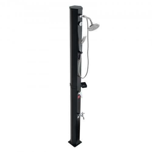 Udendørs solopvarmet bruser, 40L, 205 cm, sort, PVC