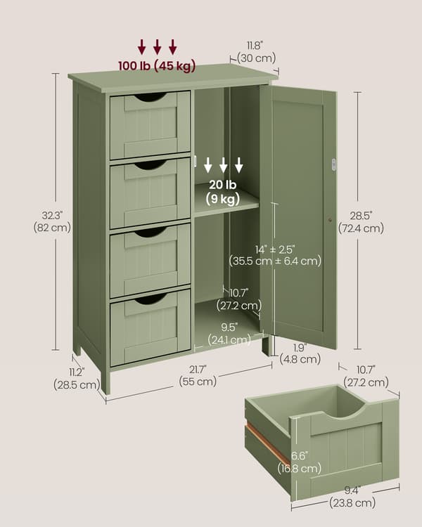 Badrumsskåp för förvaring 55x30x82 cm Grön MDF