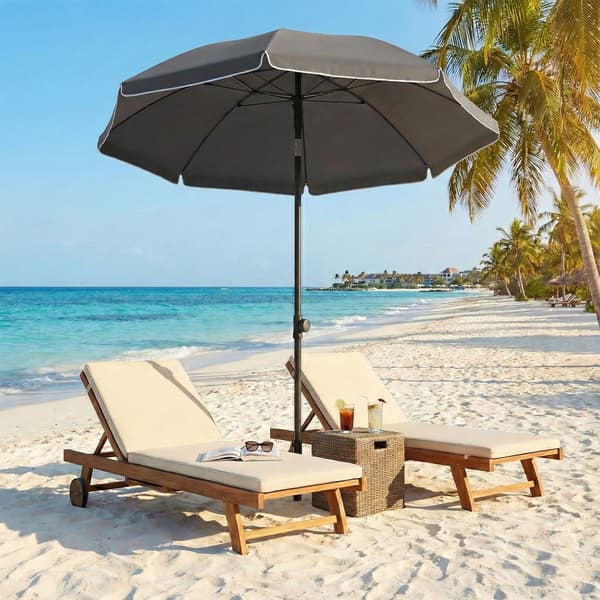 Strandparasoll 200x158-218 cm Grå