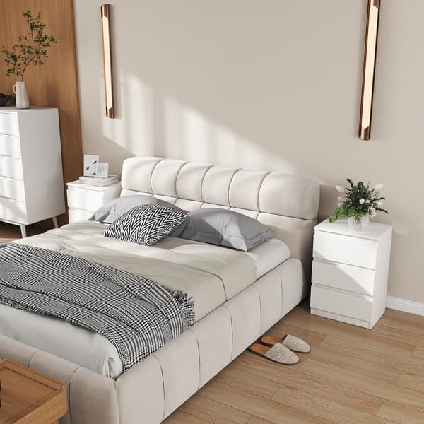 Sängbord Set 40x30x59,5 cm Vit Trä