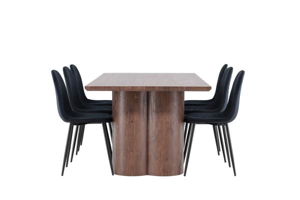 Spisebord og stol sæt Olivia 100x210 cm Sort MDF