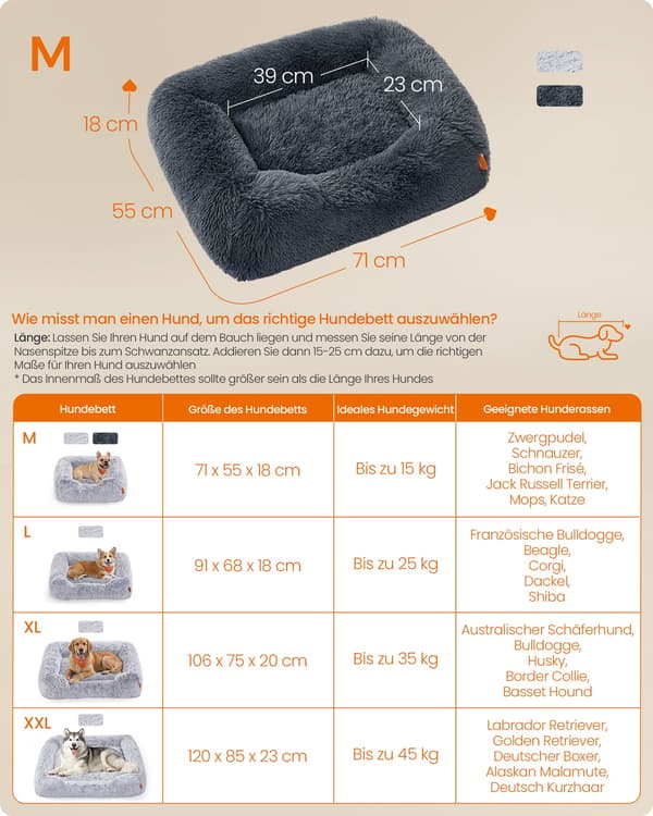 Hundeseng 71x55x18 cm Hvit, myk polstring