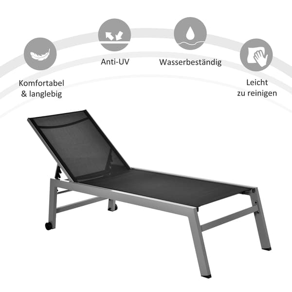 Solstol, 169x65x102 cm, Svart