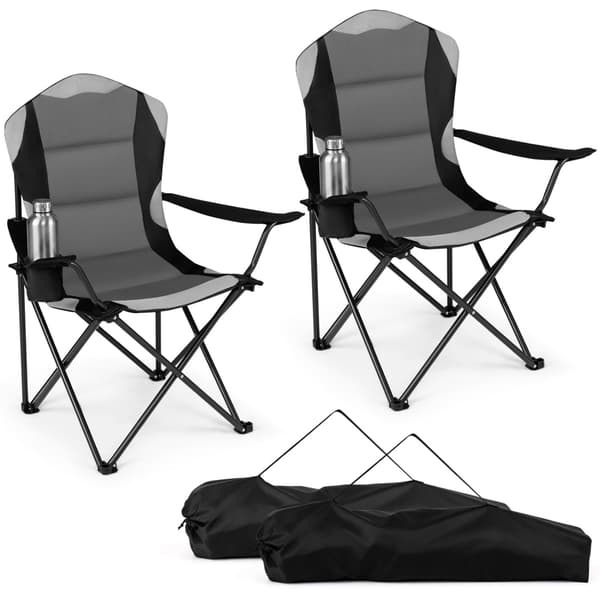 Sammenklappelige campingstole 2 stk 93x53x102 cm sort/grå