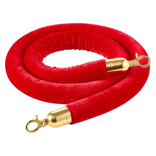 Avspärrningsrep set, 4 delar, 150 cm, röd, sammet