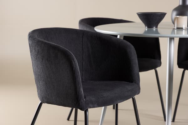 Spisebord Plaza med Berit stole, 100 cm, grå og sort MDF