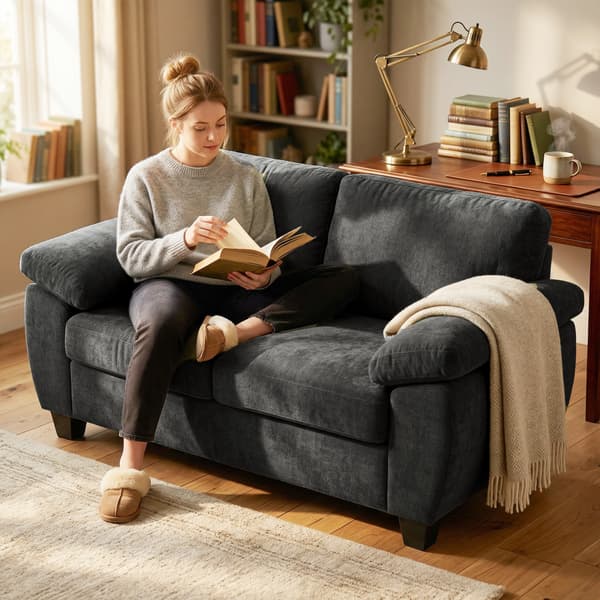 Soffa 2-sits 156x77x81 cm Mörkgrå Chenilleklädsel