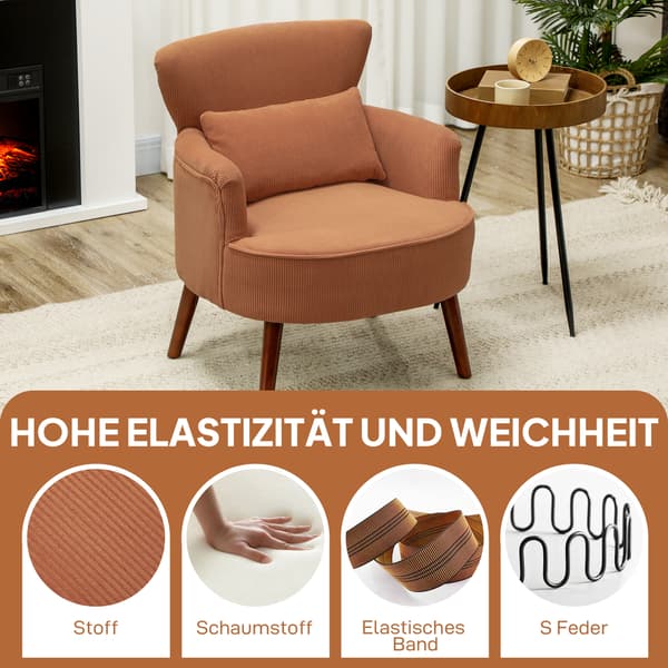 Fåtölj Klädd Accentstol 69x69,5x78 cm Orange