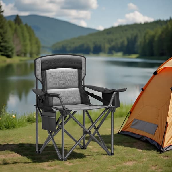 Campingstol, 63,1x95,1x99,6 cm, Sort, Sammenklappelig
