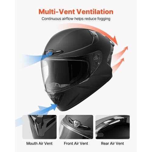 Full Face Motorcykelhjelm MD-821 M 415x280x280 mm klar