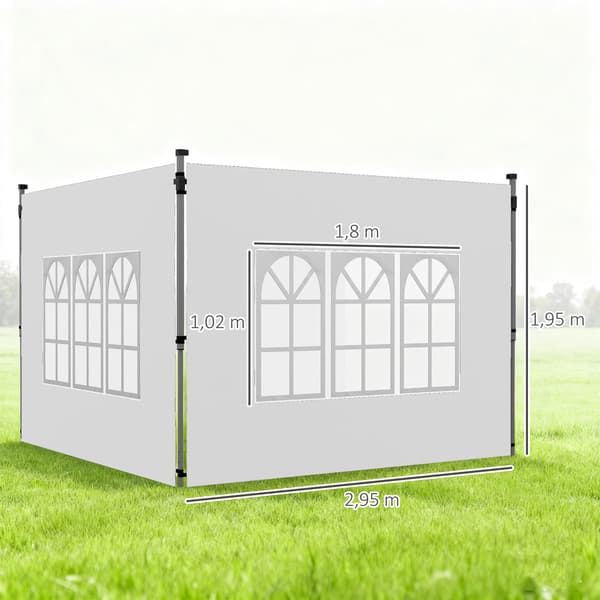 Pavillon Sidepanel Sæt, 295x195 cm, Hvid, Vandtæt