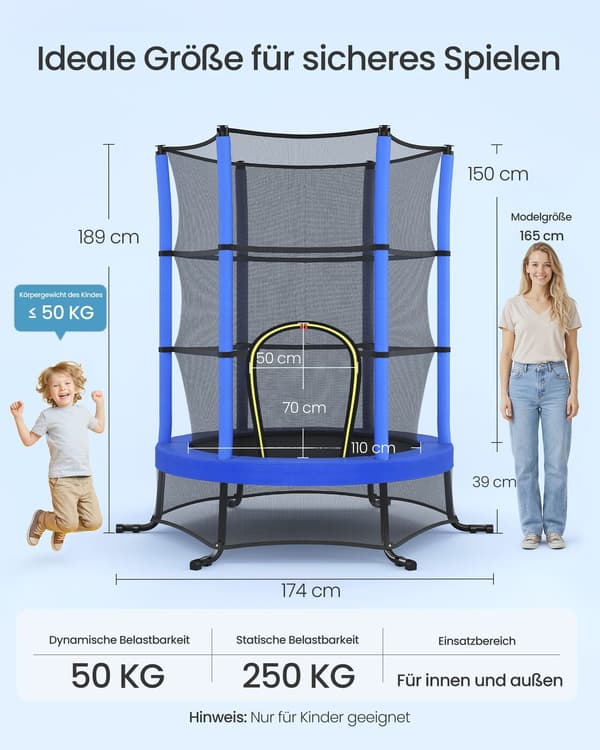 Barnstudsmatta, 174 cm med säkerhetsnät