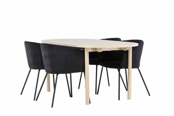 Spisebord og stol sæt 180x90 cm hvid sort