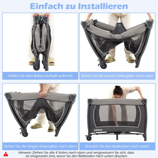 Babyseng til rejse 105,5x74x74 cm grå, sammenklappelig, polyester , Star