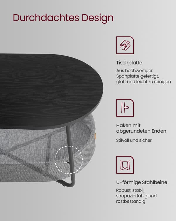Sofabord, 55x100x45,7 cm, Sort, Metalstel